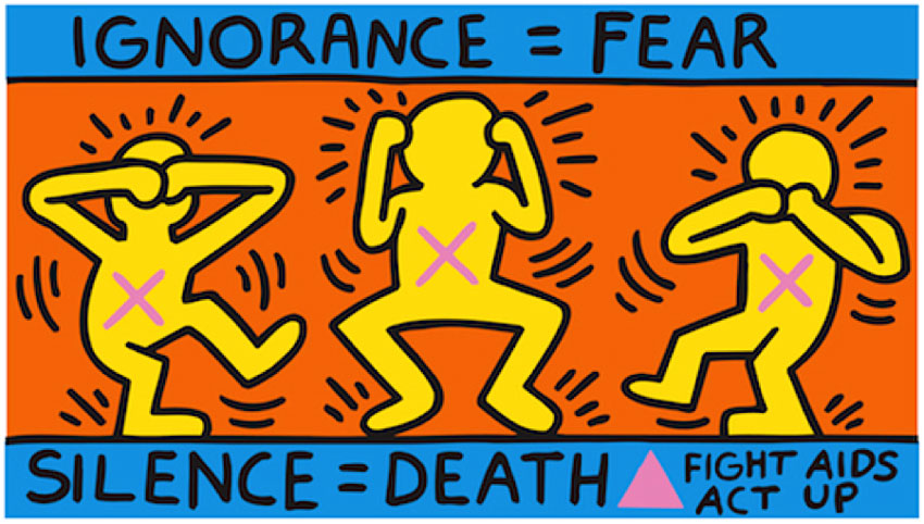 Maľba Keitha upozorňujúca na nebezpečenstvo AIDS